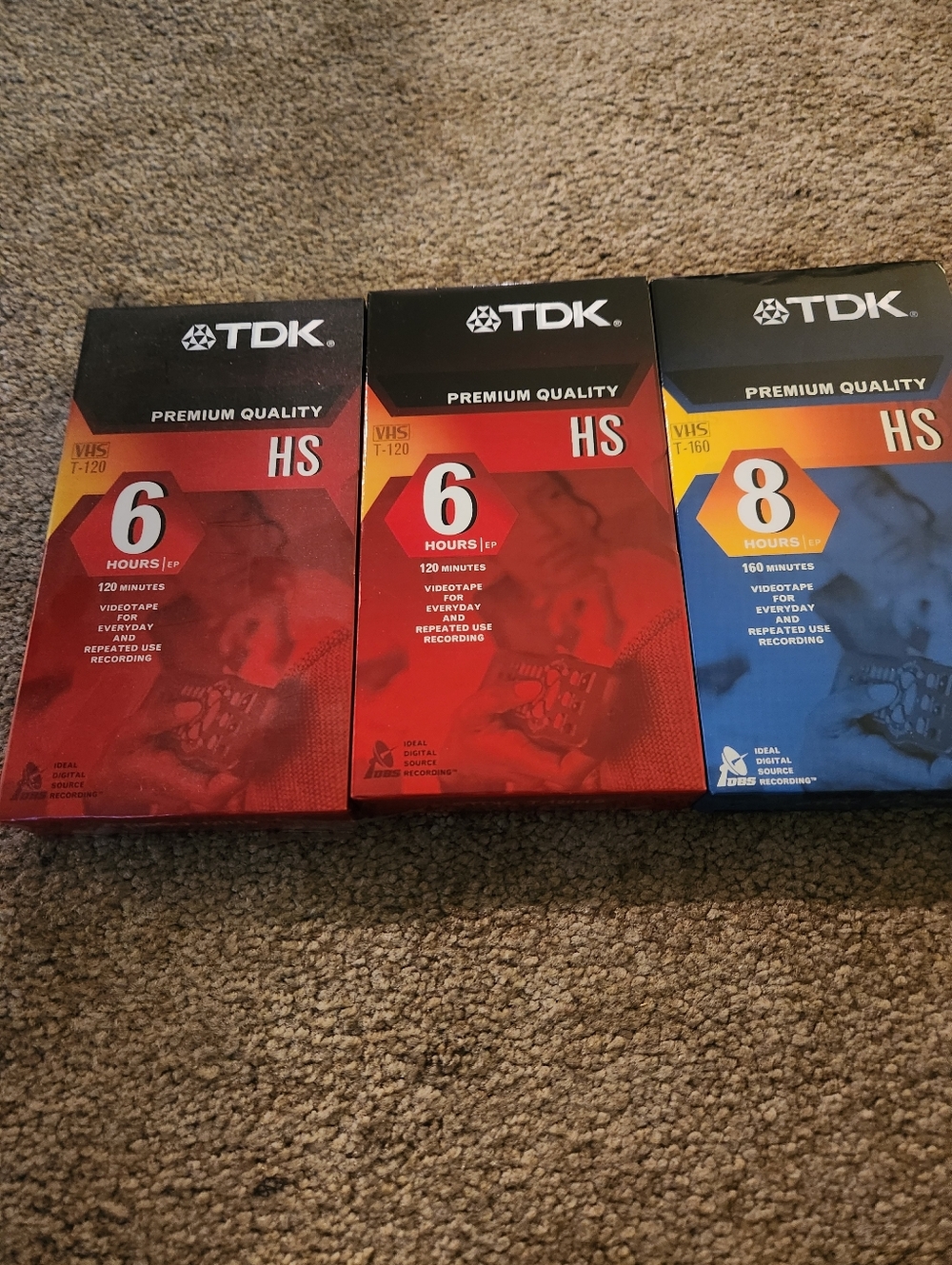 TDK HS VHS Blank Video Tapes - Red and Blue Packaging